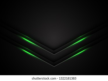 Abstract green light arrow direction on black with blank space design modern futuristic background vector illustration.