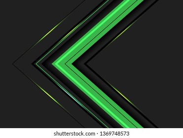 Abstract green light arrow direction on dark grey design modern futuristic background vector illustration.