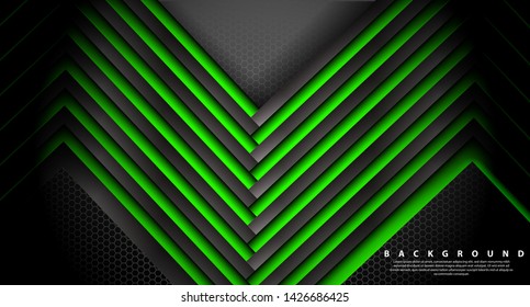 Abstract green light arrow direction on black design modern futuristic background 
