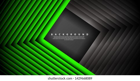 Abstract green light arrow direction on black design modern futuristic background 
