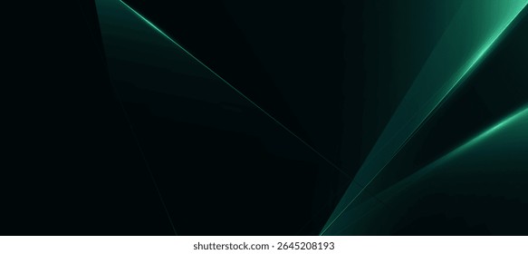 Abstract Green Light Background. Polygonal Elegance on Dark Background Designs