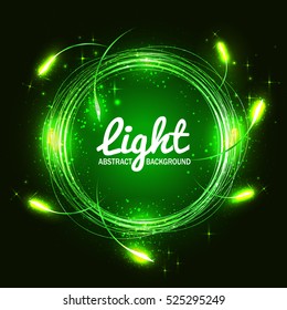 Abstract green light circles background. Vector illustration