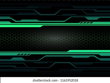 Abstract green light circuit on black with hexagon mesh design modern futuristic technology background vector illustration.