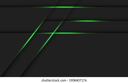 Abstract green light line shadow on dark grey design modern futuristic technology background vector illustration.