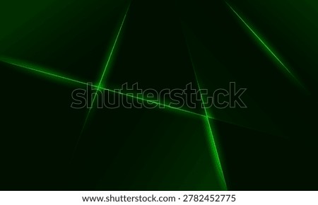 Abstract green light lines background. Simple and elegant dynamic geometric composition. Green neon effect.
