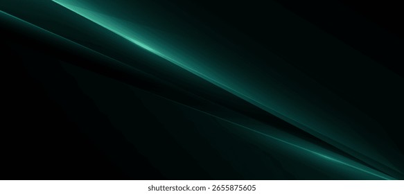 Linhas De Luz Verde Abstratas Com Faixa Diagonal No Plano De Fundo Escuro