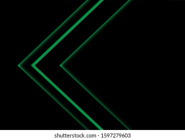 Abstract green light neon arrow direction on black blank space design modern futuristic technology background vector illustration.