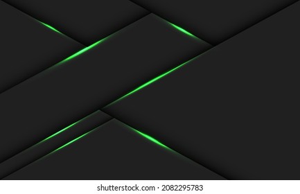 Abstract green light shadow geometric on dark grey design modern futuristic technology background vector illustration.