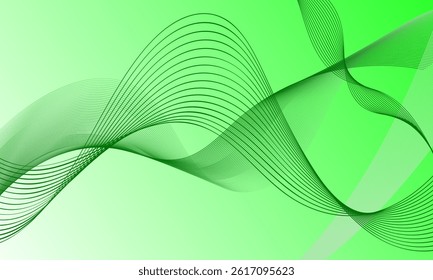 abstract green light smooth lines wave curves with soft gradient background