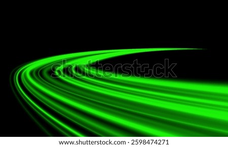 Abstract green light speed blur motion movement on black background vector illustration.