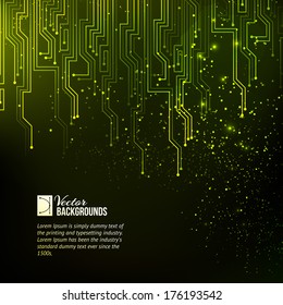 Abstract green lights background. Vector illustration.