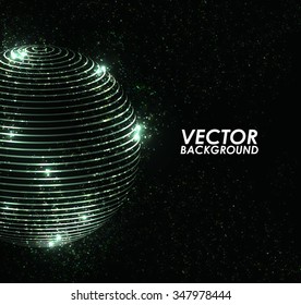 Abstract green lights hi-tech technology background.