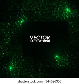 Abstract green lights pattern technology background.
