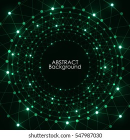 Abstract green lights wave modern Circle pattern technology background.