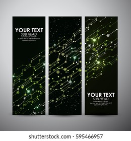 Abstract green lights wave modern Circle pattern technology background. futuristic shape. Vector banners set background. 