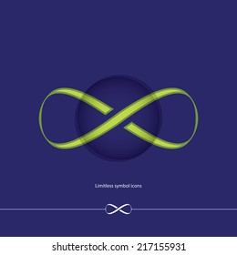 Abstract green limitless icon on blue background. Vector illustration