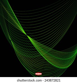 abstract green line emerald wave yellow band on black background vector