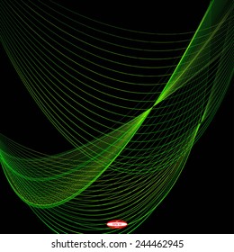 abstract green line emerald wave yellow band on black background vector
