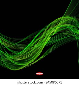 abstract green line emerald wave yellow band on black background vector