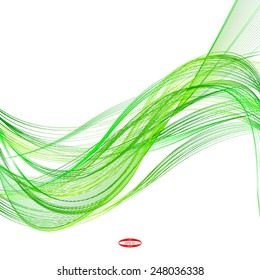 abstract green line emerald wave yellow band on white background vector