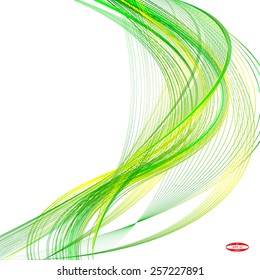 abstract green line emerald wave yellow band on white background vector