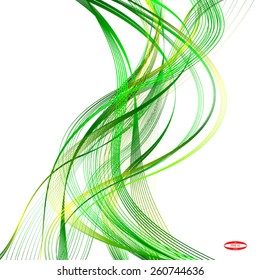 abstract green line emerald wave yellow band on white background vector