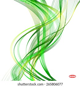 abstract green line emerald wave yellow band isolated on white background vector