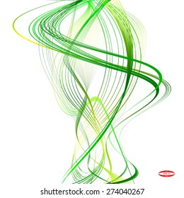 abstract green line emerald wave yellow band isolated on white background. vector illustration