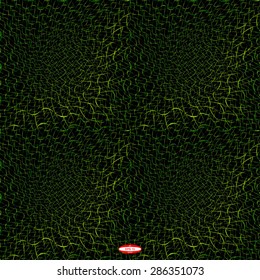 abstract green line emerald wave yellow band isolated on black background. vector illustration