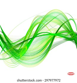 abstract green line emerald wave yellow band isolated on white background. vector illustration