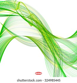 abstract green line emerald wave yellow band isolated on white background. vector illustration