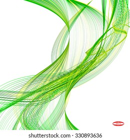 abstract green line emerald wave yellow band isolated on white background. vector illustration
