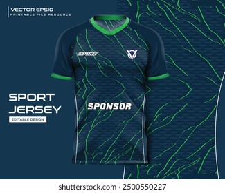 abstract green line grunge t shirt mockup sport jersey design for football soccer, racing, e sports, running design kit