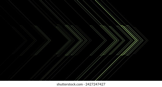Flechas lineales verdes abstractas de fondo geométrico de la tecnología. Diseño vectorial