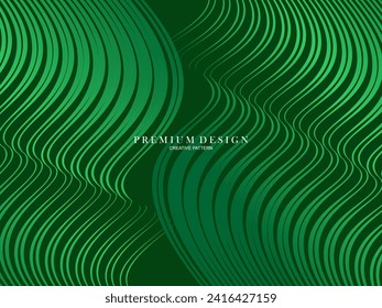 Resumen de líneas verdes Vector de plantilla de fondo, fondo verde con bello diseño de onda.