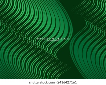 Abstract Green lines Background Template Vector, Green Background with Beautiful Wave Design.