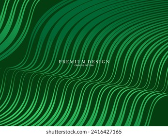 Resumen de líneas verdes Vector de plantilla de fondo, fondo verde con bello diseño de onda.