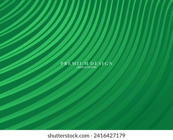 Resumen de líneas verdes Vector de plantilla de fondo, fondo verde con bello diseño de onda.