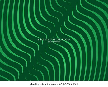 Resumen de líneas verdes Vector de plantilla de fondo, fondo verde con bello diseño de onda.