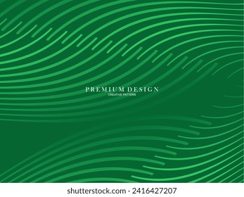 Abstract Green lines Background Template Vector, Green Background with Beautiful Wave Design.