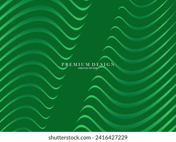 Resumen de líneas verdes Vector de plantilla de fondo, fondo verde con bello diseño de onda.