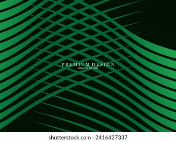 Abstract Green lines Background Template Vector, Green Background with Beautiful Wave Design.