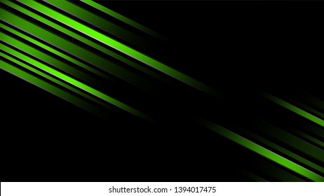 Abstract green lines and black backgrounds for business cards, covers, banners, leaflets. Vector illustration