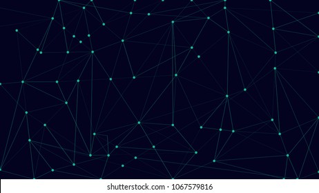 Abstract green lines and dots on dark blue science background background wallpaper vector eps10