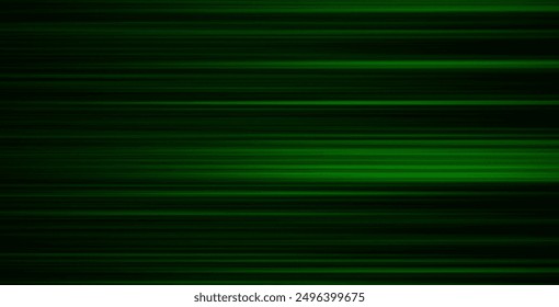 Abstract green lines, speed light effect. Illuminated traffic lanes.