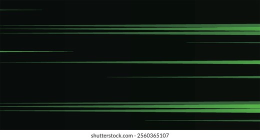 Abstract green lines, speed light effect. Illuminated traffic lanes.
