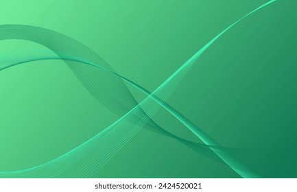 abstract green lines wave curves with soft gradient background
