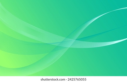 abstract green lines wave curves with smooth gradient background
