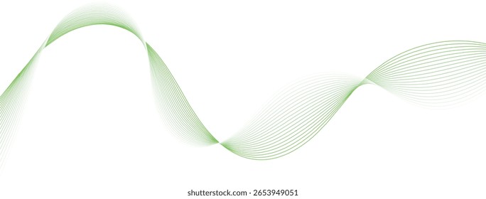 Abstrakte grüne Linien für Website, Banner und Broschüre, Kurve Flow Motion Illustration, Rauchdesign, Vektorwelle modernen Strom transparenter Hintergrund.