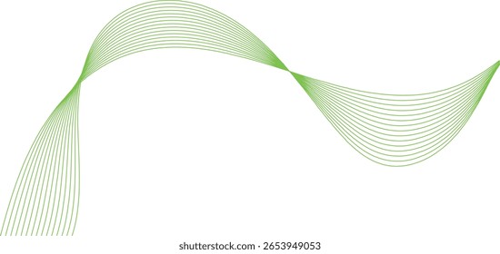 Abstract green lines for website, banner and brochure, Curve flow motion illustration, Smoke design, Vector wave modern stream transparent background.